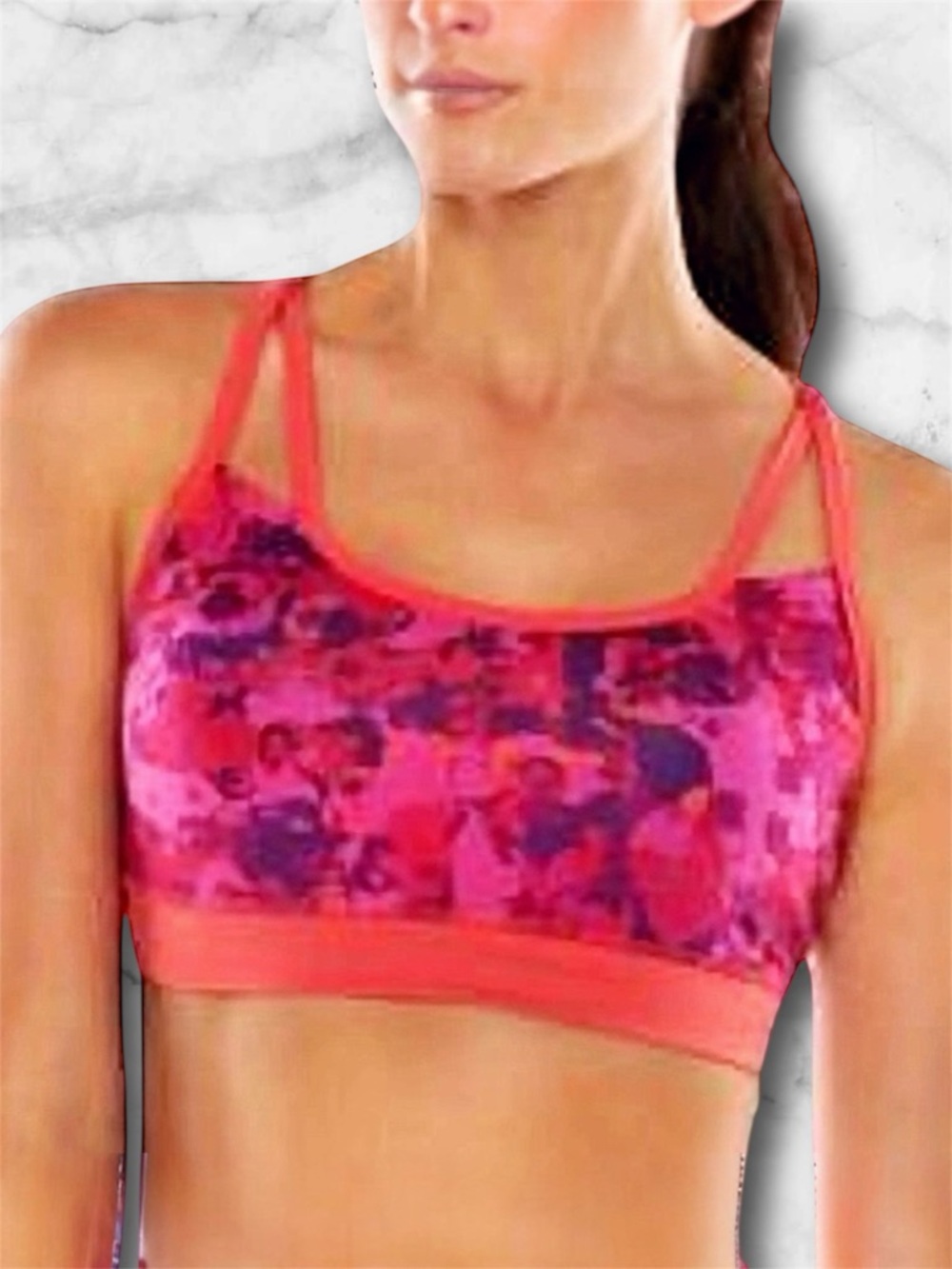 Gaiam Sports Bra Racerback Purple Coral Floral Tie Dye Removeable Pads Size M